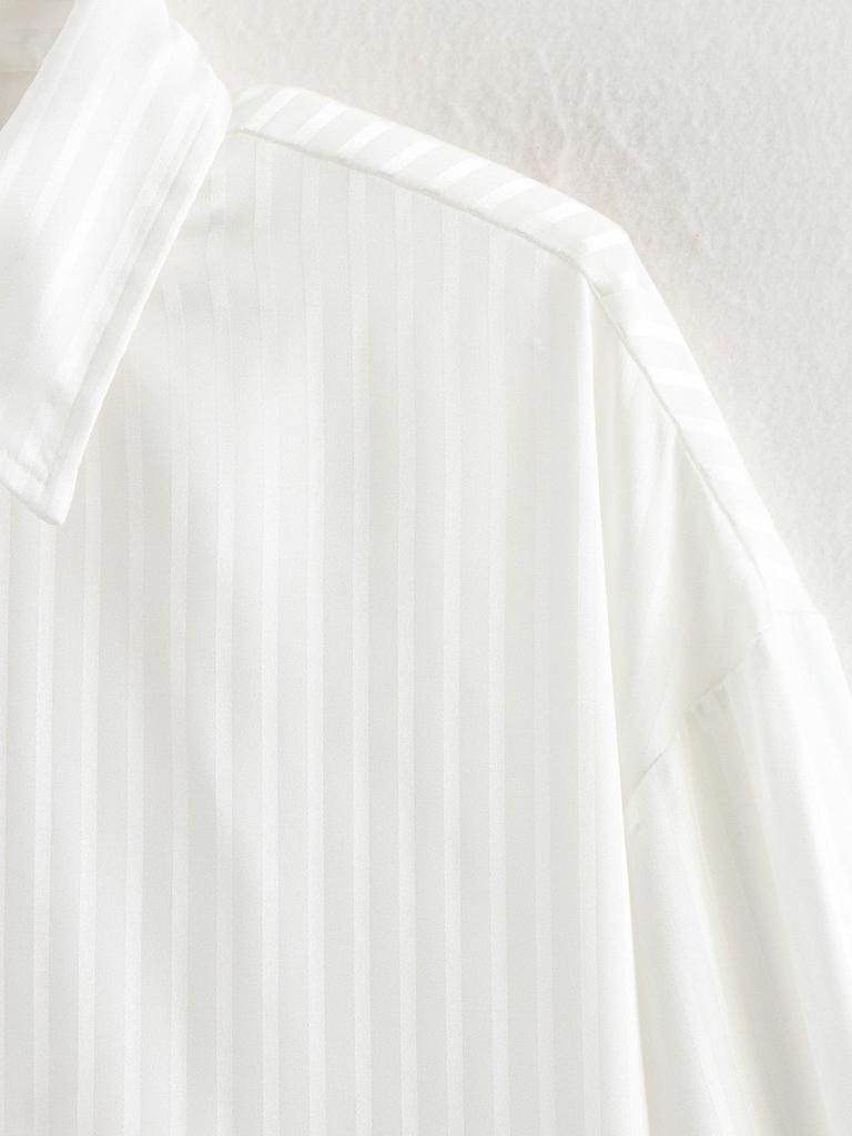 2025 Spring Women's European & American Style Simple White Silky Sun Protection Long Sleeve Shirt