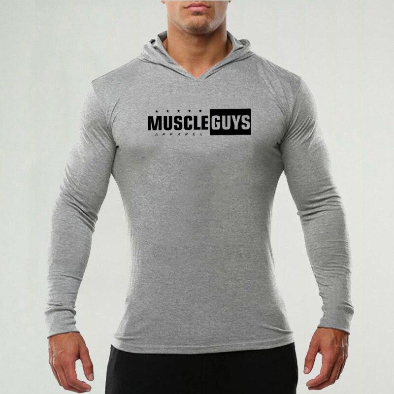 Muscleguys   Slim Fit Comfortable  Hoodie Men’s Daily Casual Clothes Bodybuilder Long Sleeves for Running