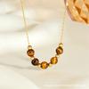 Fashion Retro Handmade Necklace Round Tiger's Eye Stone Beaded Necklace Simple Niche High-end Necklace