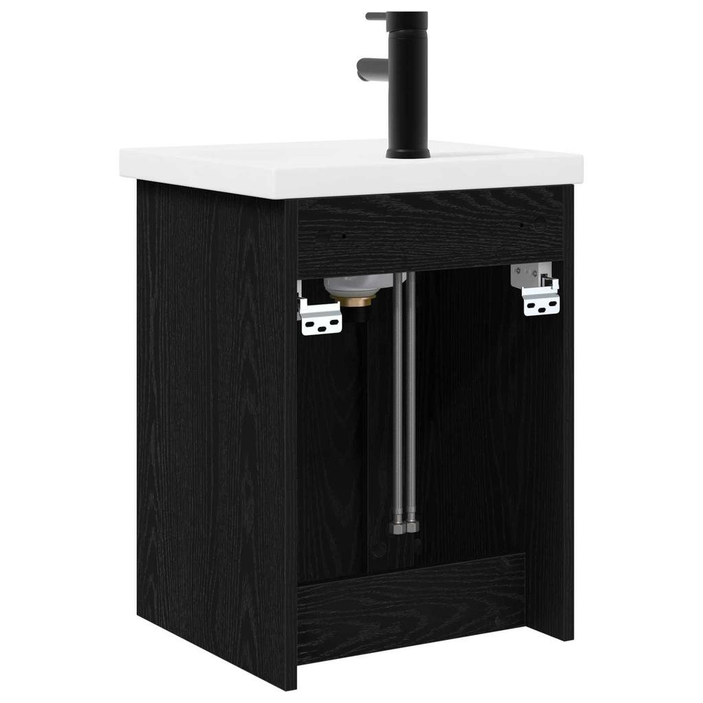 Bathroom Vanity Unit with Faucet Black Oak