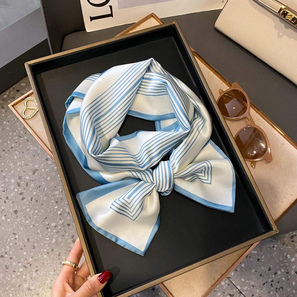Long small silk scarf spring and summer new with shirt streamer multi-functional belt hair tie high-end printed scarf