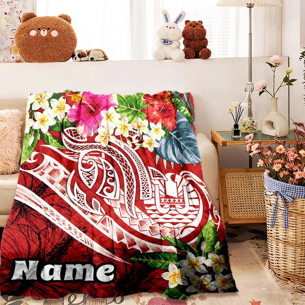 Tropical Floral Hawaiian Quilt Comforter Soft Lightweight Allseason Blanket For Picnics Couches Beds Living Room Decor Gift Ideast52