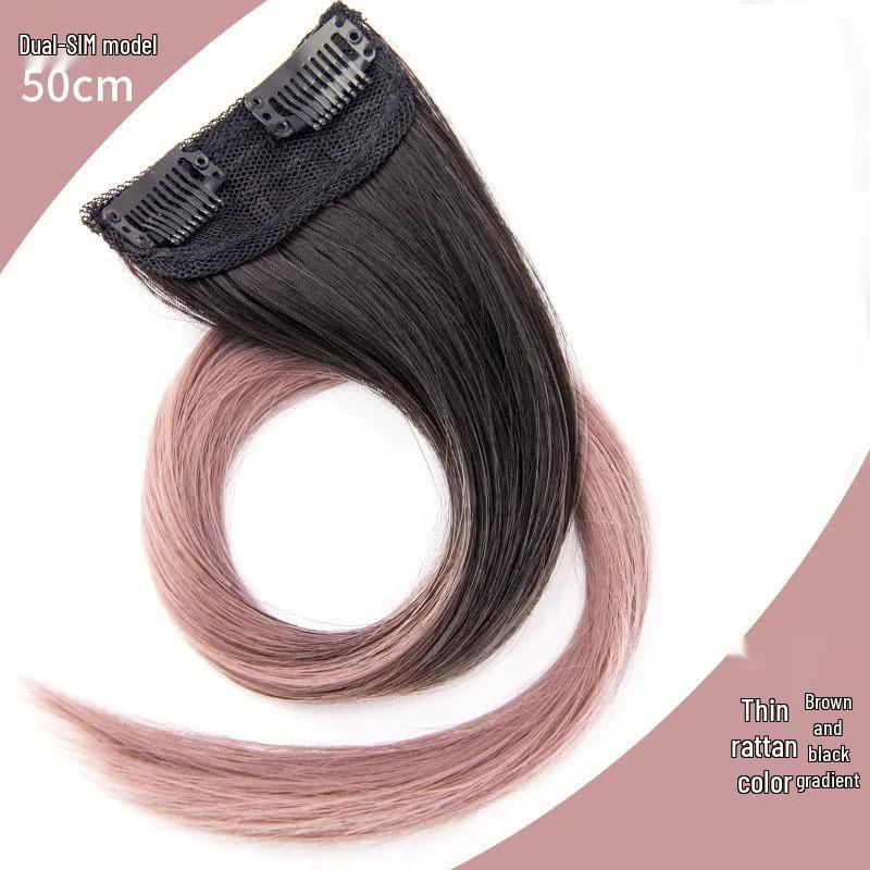 Gradient Ear-Hanging Highlight Hair Extensions - Dopamine Style, Internet Celebrity Inspired, Seamless Natural-Looking Colored Hair Pieces