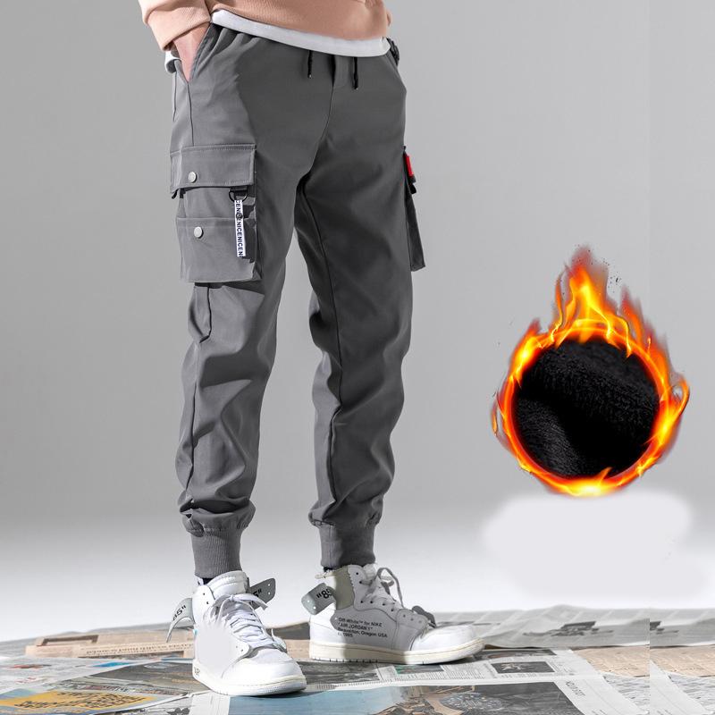 

Осенне-зимние мужские брюки на шнуровке, комбинезоны с завязками на ногах, теплые толстые спортивные штаны до щиколотки S