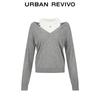 UR 2026 Women's Elegant Color-block Embroidered Knit Sweater