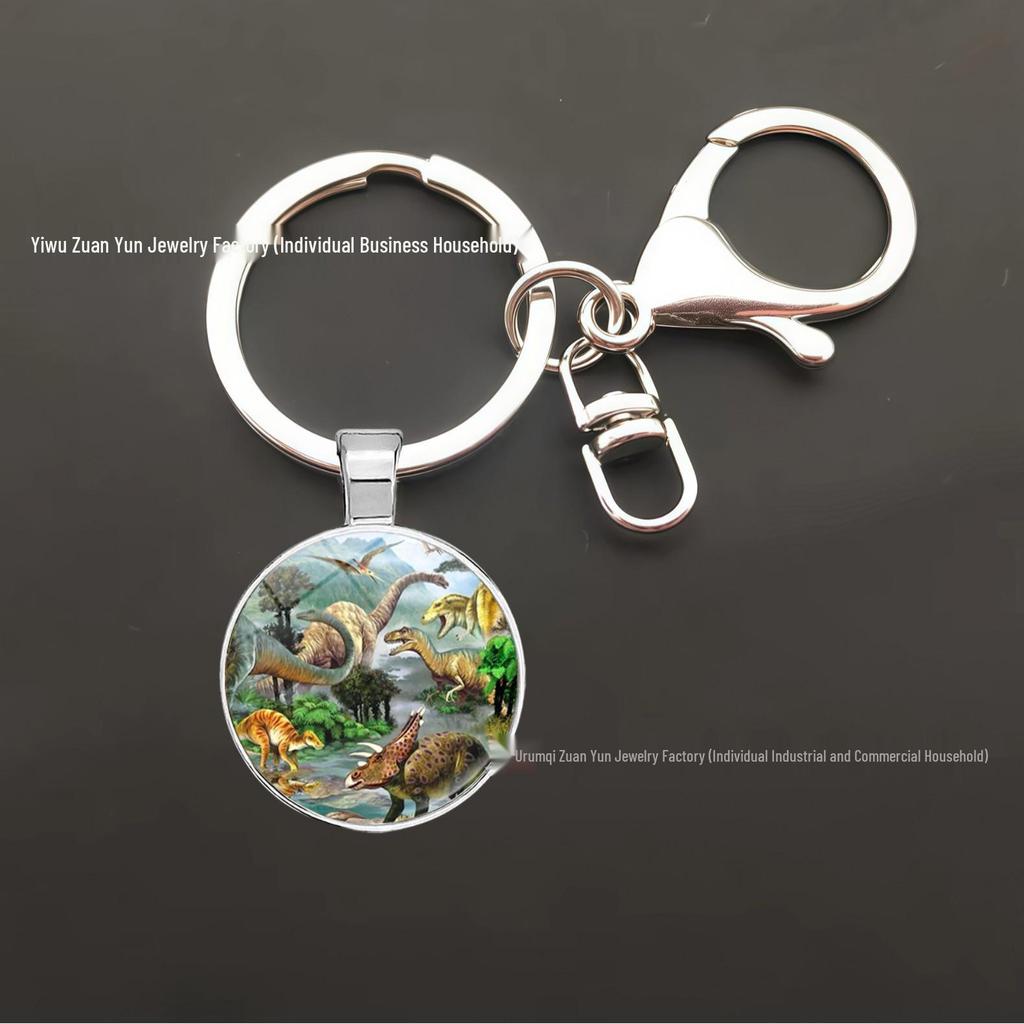 Dinosaur Keychain Pendant: T-Rex, Pterodactyl, Diplodocus, Spinosaurus with Metal Lobster Clasp - Popular European & American Design
