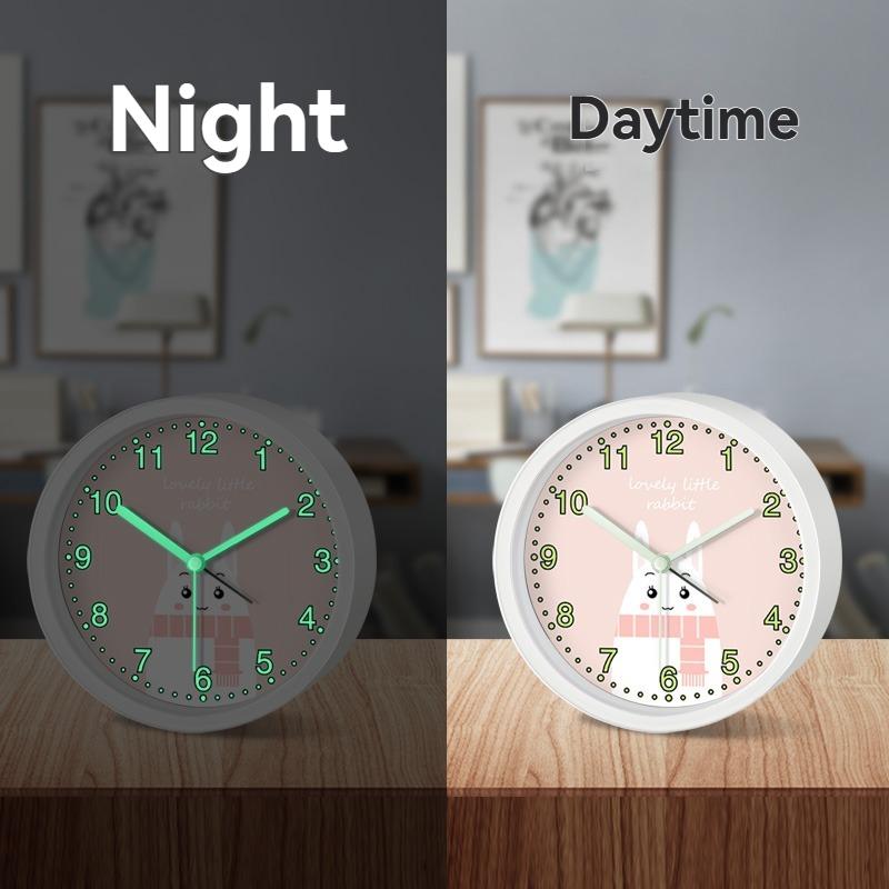 1PC Luminous Alarm Clock Round Frame Luminous Numbers Desk Wake Up Clock Ideal For Bedroom Living Room Office Nighttime Decor
