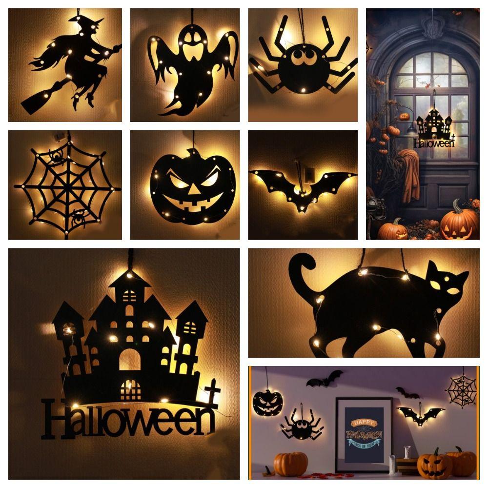 Spider Halloween Hang Tag Light Witch Halloween Front Door Light Spooky Prop