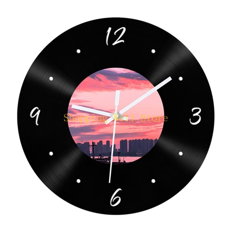KX4B Silents Mechanism Wall Clock Light in Weight Retro Decors Bedroom Living