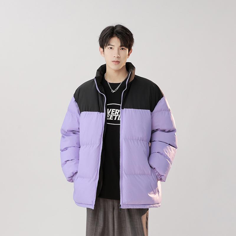 

Новая хлопковая стеганая одежда-хлеб с воротником-стойкой, мужская, простая, контрастных цветов, модный бренд, парные модели, утолщенная теплая хлопковая одежда 3XL