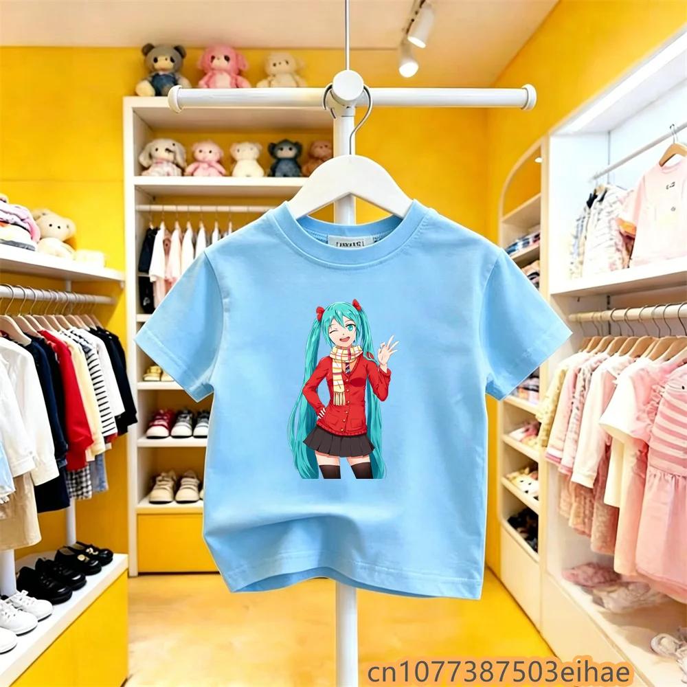 Hatsune Miku Anime Future Peripheral Collaboration Pure Cotton COS Anime Cartoon Printed Boys and Girls New Casual Tshirt