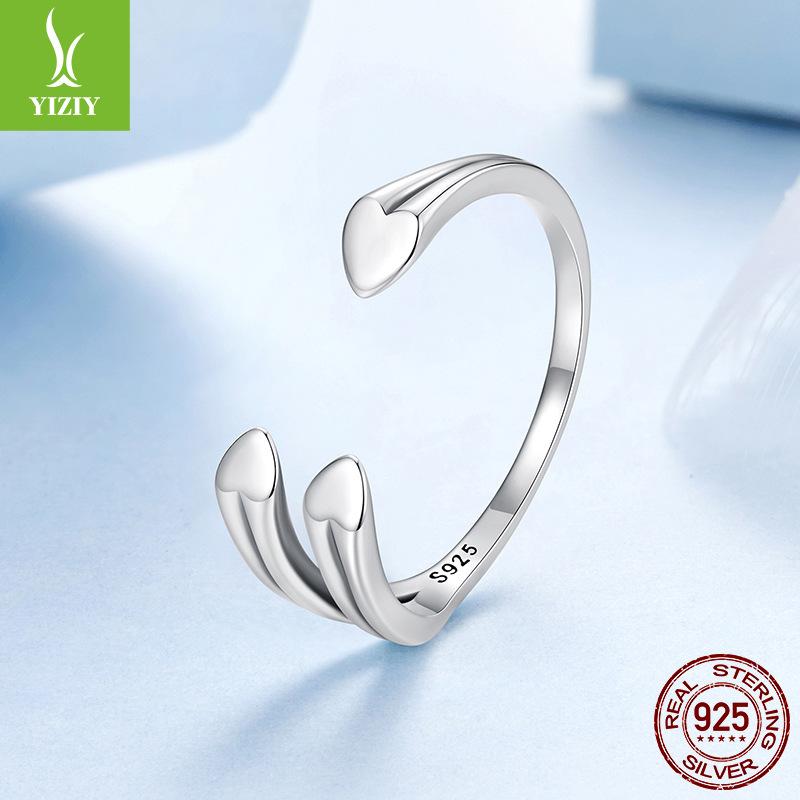 Liebe Offener Ring 925 Sterlingsilber Metall Kleine Liebe Schlichter Ring