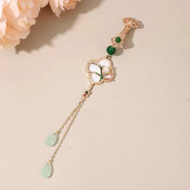 Four Gentleman Flowers Themed Ornamental Pin Secure Back Closure Traditional Asian Inspired Jewelry Accessory For Ladies