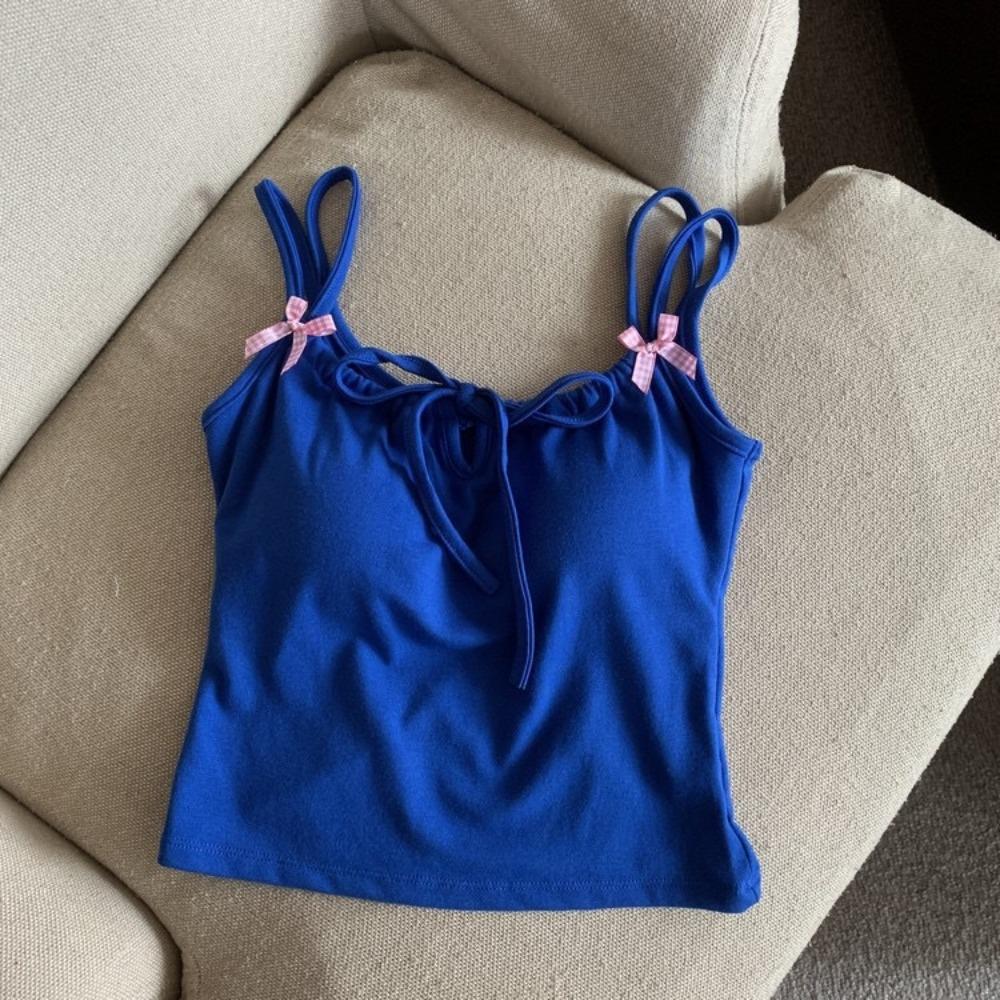 Tanktop mit Brustpolster Halter Crop Tops Damen Sommer Schleife Camis Rückenfreies Camisole Mode Tube Lady Ärmellose Cropped Weste