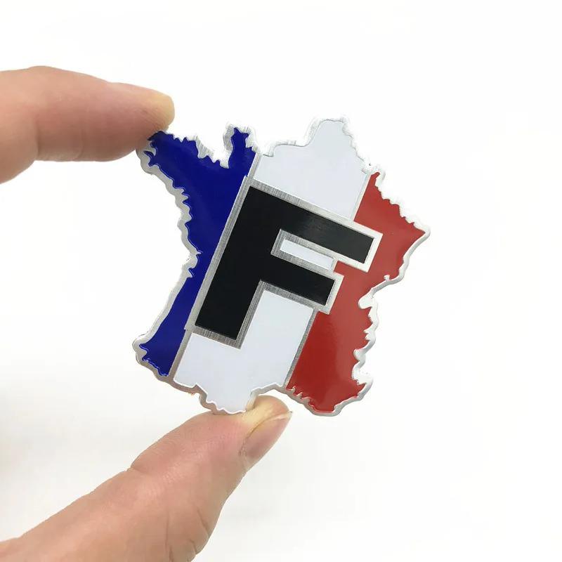 3D Aluminium Frankrike Nationalflagga Karta Bilstyling Karossmärke Emblem Dekal Klistermärke Racingtillbehör