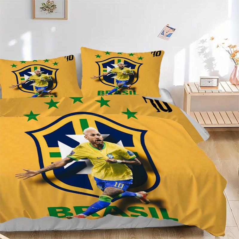 3Pcs Brazilian Football Legend Bedding Sets For All Sizes New 3D Printed Bed Cover Comforter Duvet Cover Pillowcase Bedroom Decoration