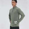 Dijia Men's Quick-Dry Running Pullover: Long-Sleeve, Stand-Up Collar, Half-Zip, Finger Protection for Fitness Training.