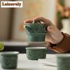 Chinese Sanxingdui Culture Portable Travel Teaset Kit Zen Tea Maker Teapot And Cups Outdoor Portable Leather Bag Tea Accessories