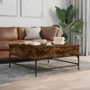 VidaXL Coffee Table, Side Table with Adjustable Legs, End Table with Compartments, Modern, Smoked Oak Wood 3217066