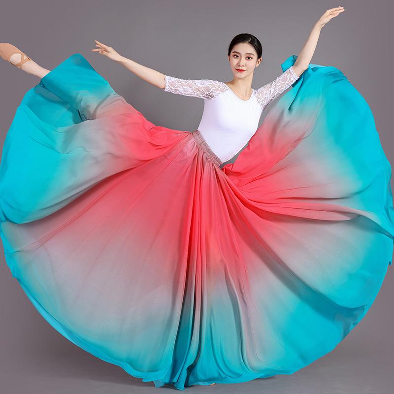 Xinjiang Meisjes Moderne Dans Chiffon Rok - 720 Graden Draai Oefen Kostuum