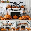 Mocsicka Halloween Photography Background White Fireplace Wall Bat Spider Web Pumpkin Party Decorations Photo Backdrop Wallpaper