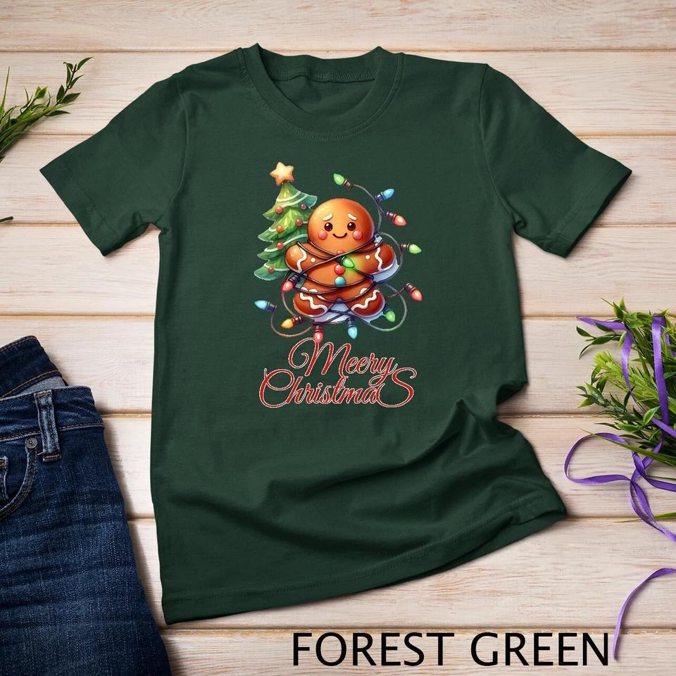 Adorable Gingerbread Celebrating Christmas #2 Funny Christmas Unisex T-shirt 5 3XL