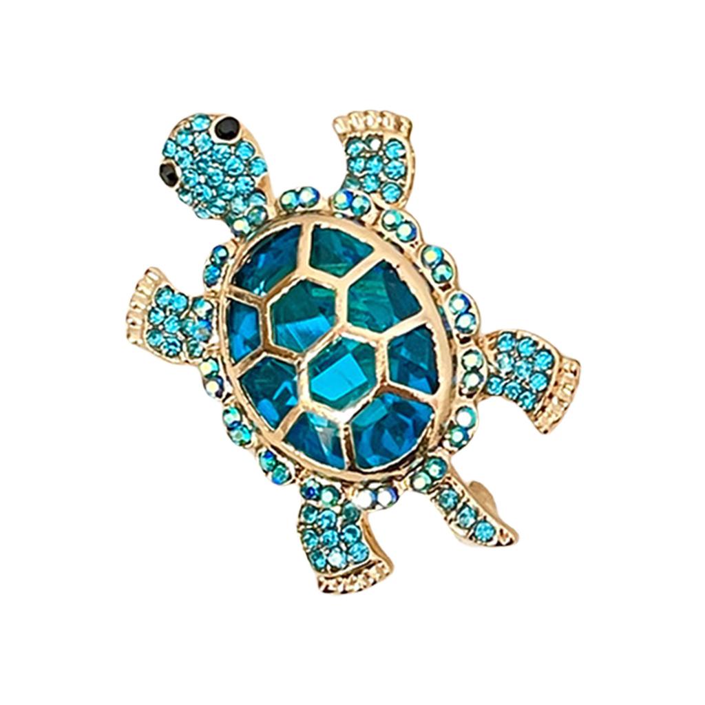 Crystal Studded Turtles Brooch With Secure Clasp Hypoallergenically Alloy Lapel Pin Jewelry For Parties Travel Gifts