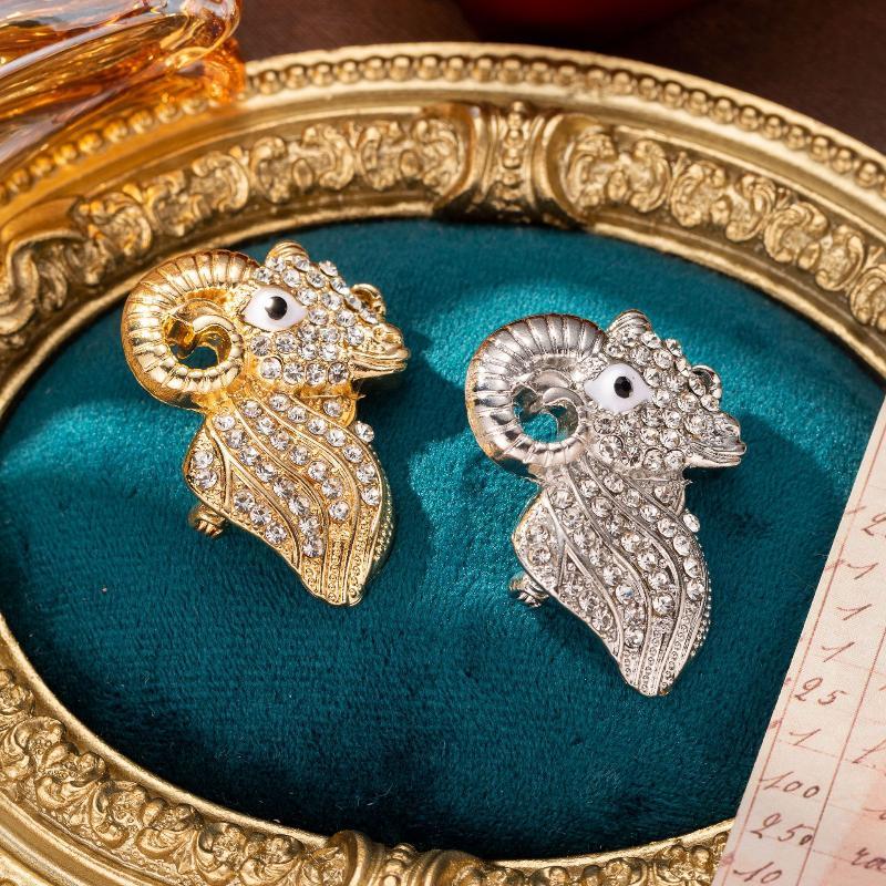 Rhinestone Zodiac Sheep Brooch Goat Brooches For Women Men 2027 Year Of The Goat Sheep Animal Brooch Pins Gifts