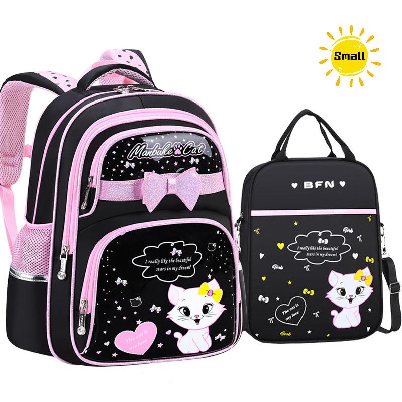 New PU Leather School Bag Korean Fashion Girls Backpack Cute Cat Orthopedic Waterproof Backpack