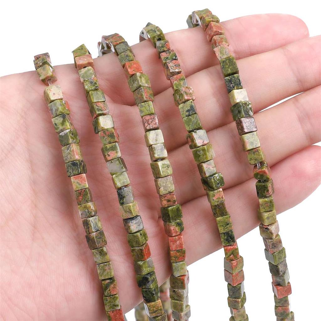 4mm Natural Stone Square Cube Beads Tiger Eye Agate Quartz Aventurine Stone E Spacer Loose Beads for Jewelry Making  85pcs 38cm
