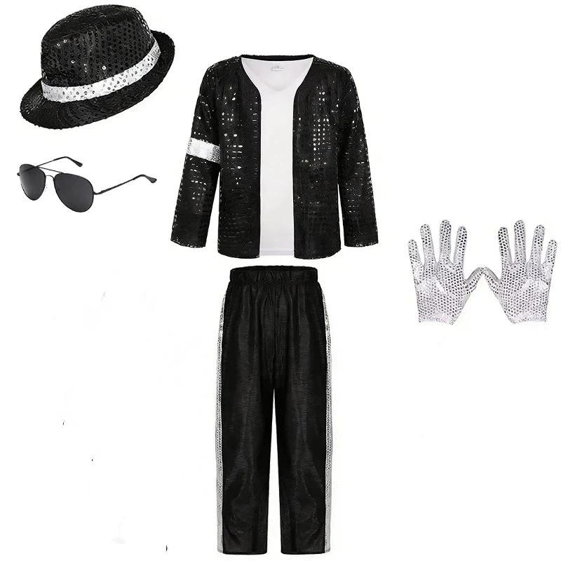 Michael Jackson Cosplay Costume Halloween Cosplay Birthday Party Dance Performance Costume Pop Star Boys Girls Outfits
