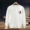 Guochao Men's Street Style Hoodie - 2024 Spring/Autumn Loose Round Neck Plus Velvet Casual Wear