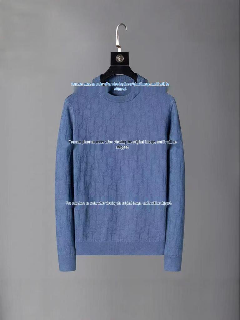 Pánský podzimní/zimní luxusní žakárový pletený svetr s potiskem písmena D