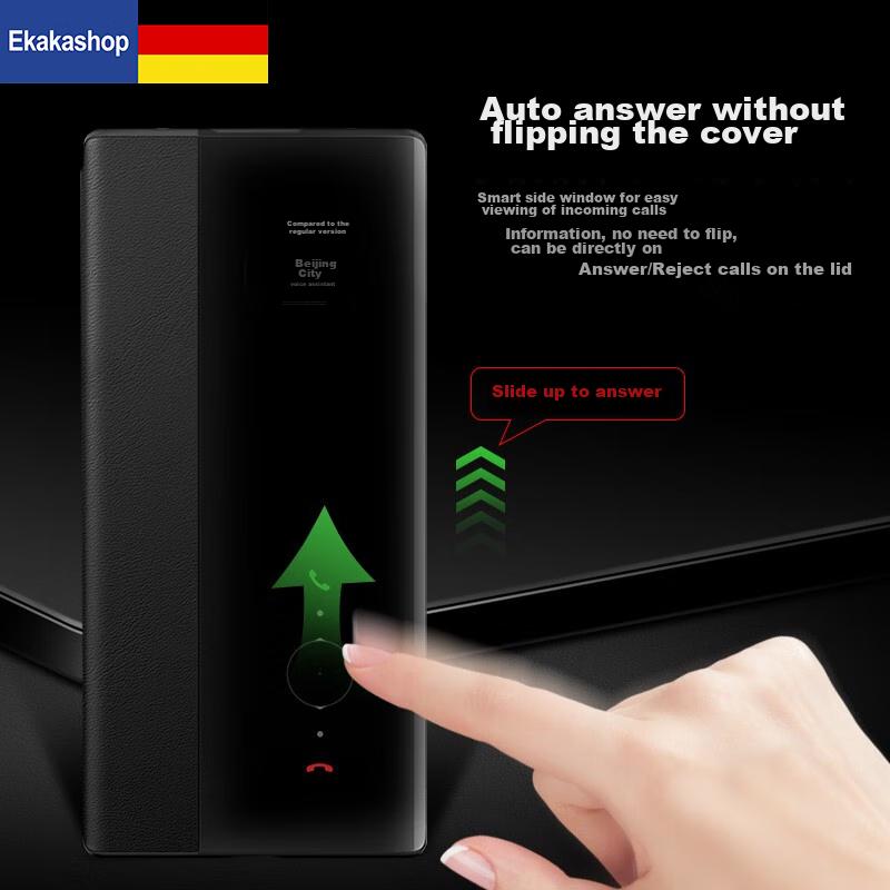 Ekakashop GermanySmart View Flip Case for Huawei Mate30 Pro, Full Protection Shockproof Cover, Business Style Leather Case - Mysterious Black