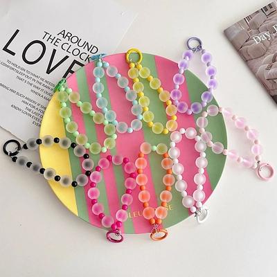 Ins Color Dopamine Beaded Skin Feeling Mobile Phone Lanyard Wrist Chain CCD Camera Keychain Earphone Lanyard Bracelet