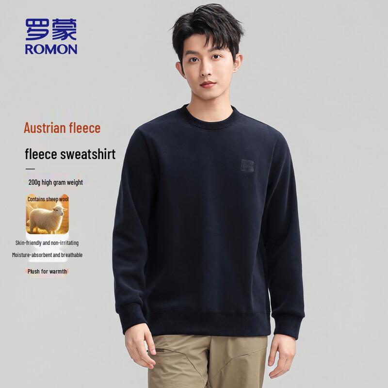 

ROMON Men s Round Neck Fleece-Lined Wool Blend Sweatshirt M (170)