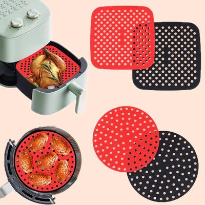Reusable Air Fryer Silicone Mat Kitchen Accessories Non-Stick Baking Mat Pastry Tools Bakeware Oil Mats Cake Grilled Saucer