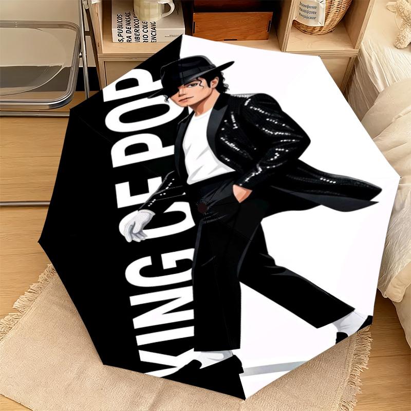 1PC Michael jackson Automatic Umbrella - Suitable Travel Outdoor Portable Umbrella Birthday Gift Daily Essentials