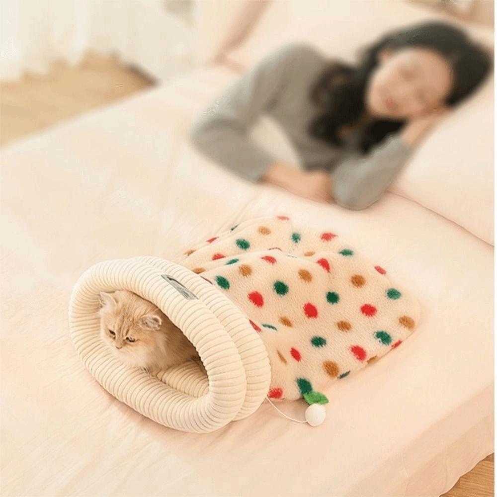 Semi-enclosed Cat Sleeping Bag Warm Cat Tunnel Nest Thickened Cat Nest Bed  Indoor