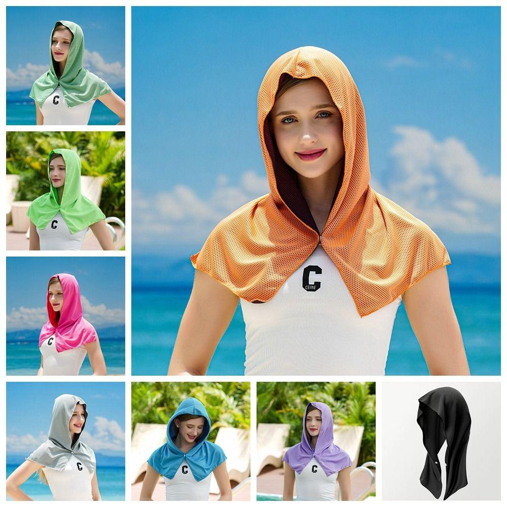 Solid Color Sunscreen Shawl Towel Cycling Cap Elastic Outdoor Sun Hat Sports