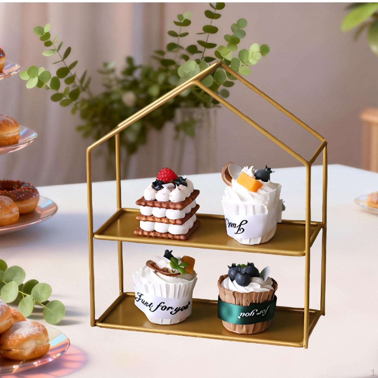 

2 Tier Dessert Display Stand Pastry Holder Party Supplies Gift Sturdy Versatile Cupcake for