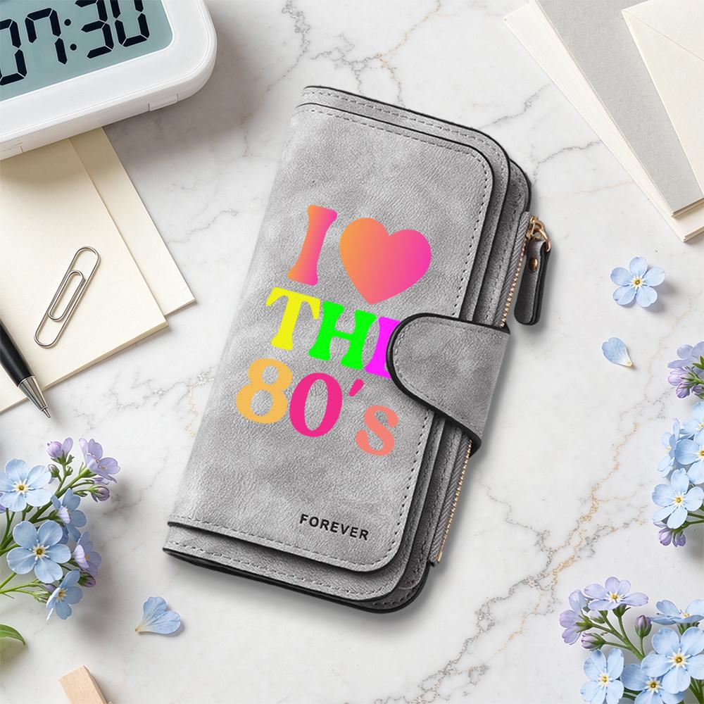 Vintage Love Themed Multi Card Slot Long Purse Classic Fashion Daily Carry Wallet