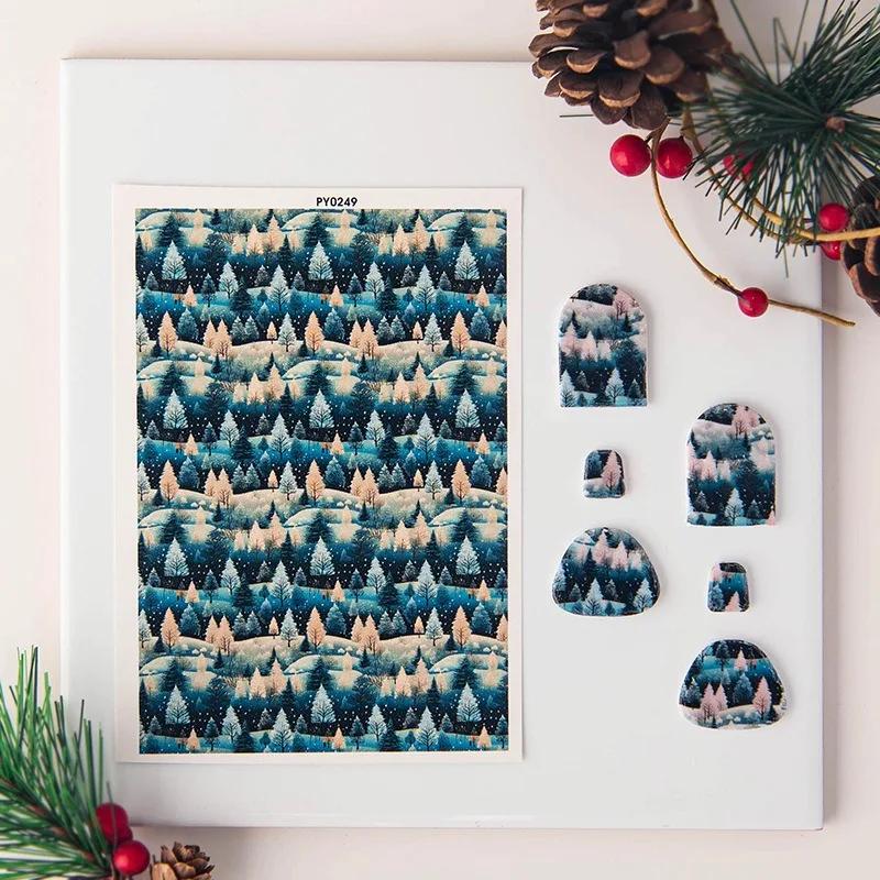 

Christmas Transfer Paper Santa Claus Clay Earrings Jewelry Coloring Stickers Water-soluble Disposable Sticker Xmas Pottery Tools