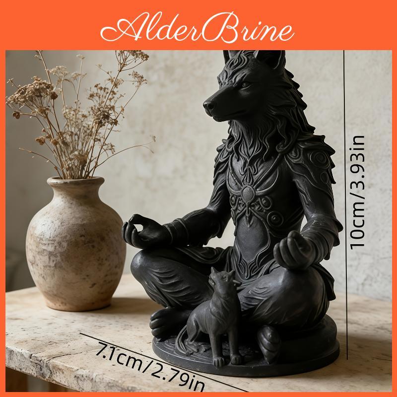 Gothic Werewolf 3d Printed Cub Meditation Statue Creative Spooky Art Figurine For Bathroom Floating Shelf Decor Gift