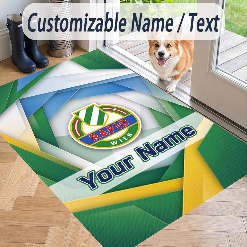 Custom Text Printed Rug Rapid Wien FC Non Slip Floor Carpet For Home Room Decor