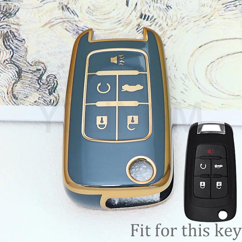 For Chevrolet Cruze Impala Camaro Garna Equinox Volt Yakista AVEO Impala GMC Terrain TPU Flip Car Key Fob Case Cover Keychain