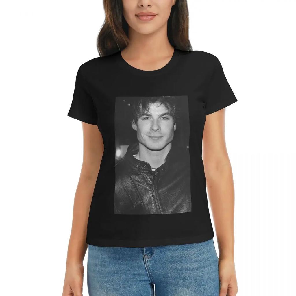 Women TShirt Damon Salvatore The Vampire Diaries Summer Short Sleeve Tees ONeck Cotton T Shirts Clothes Tops Streetwear