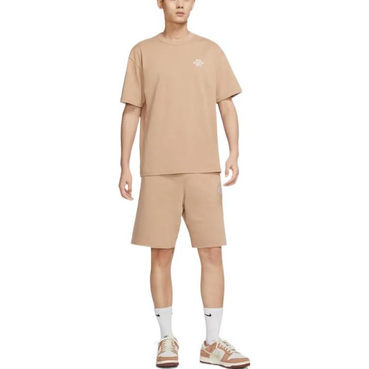 Nike T Shirts Men's Nude Pink Crew Neck Moderate Straight Fit FD0306-200