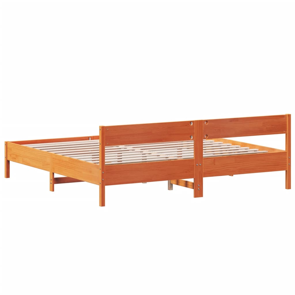 Vidaxl Bed Frame Without Mattress, Waxed Brown, 180X200 Cm, Solid Pine