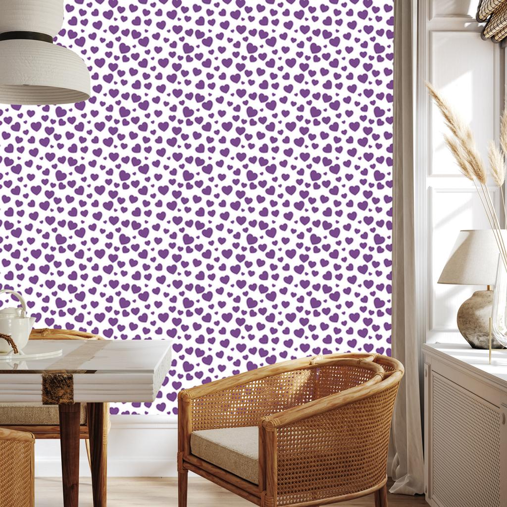 Heart Wallpaper White, Purple, Light Gray and Lavender 50x1000